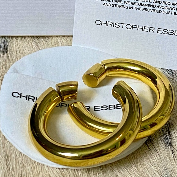 CHRISTOPHER ESBER REVERSED MAGNUM HOOPS, GOLD - Picture 1 of 12